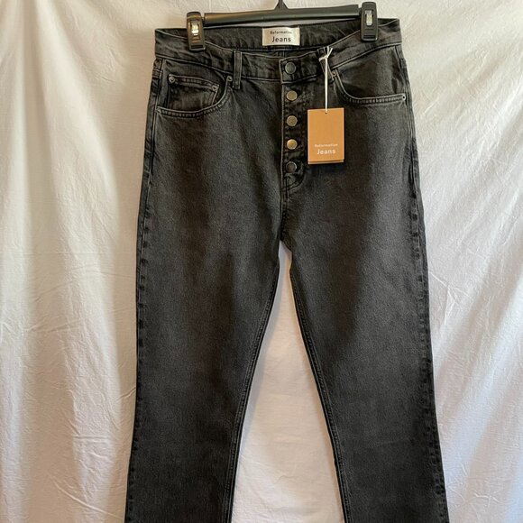 Reformation Liza Button Fly High Rise Straight Jeans Yuma - Size 30 - Picture 2 of 4